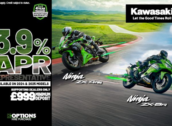 Ninja ZX-4RR and Ninja ZX-6R now available with 3.9% HP and 5.9% PCP APR Representative